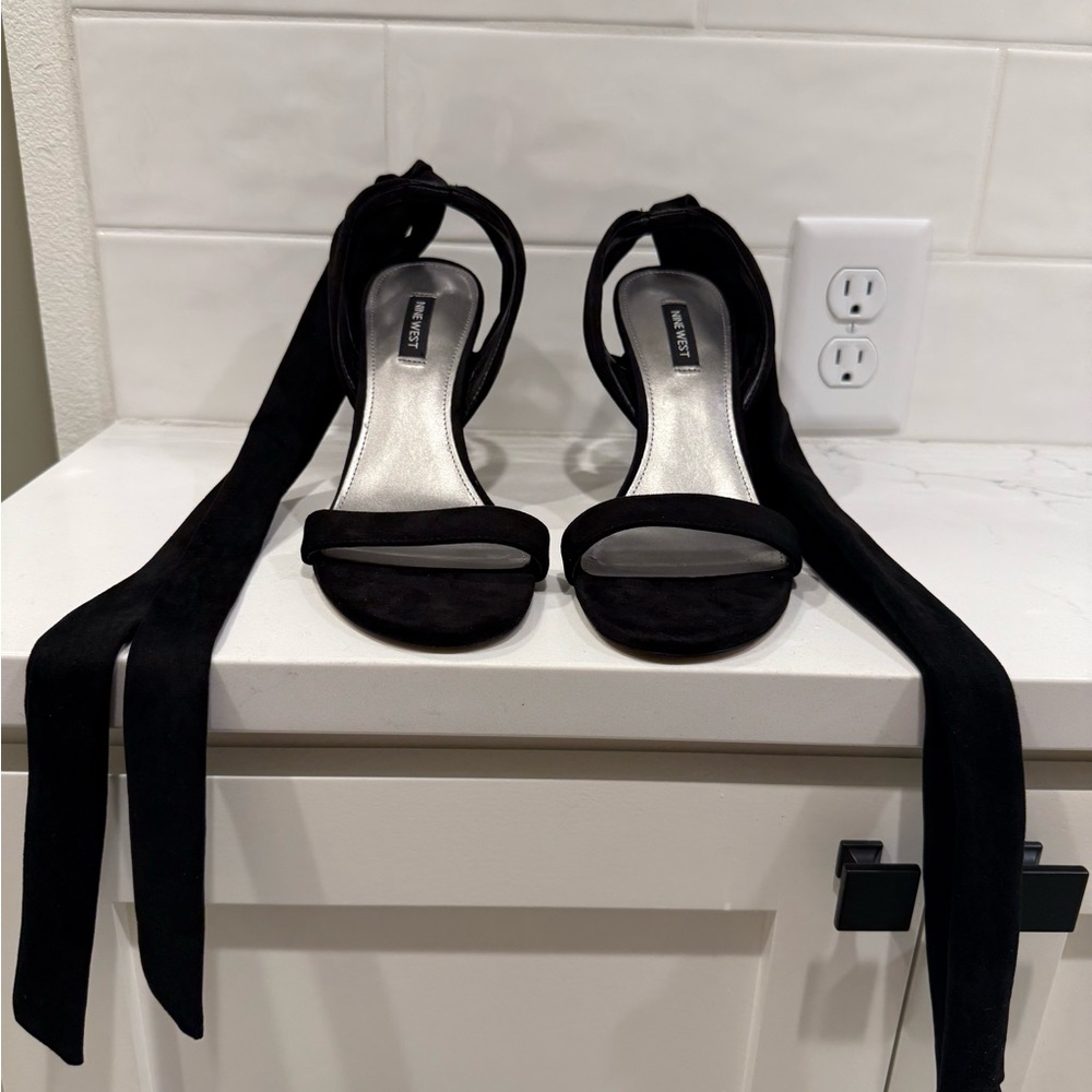 Nine West Black Suede Heels with Ankle Straps